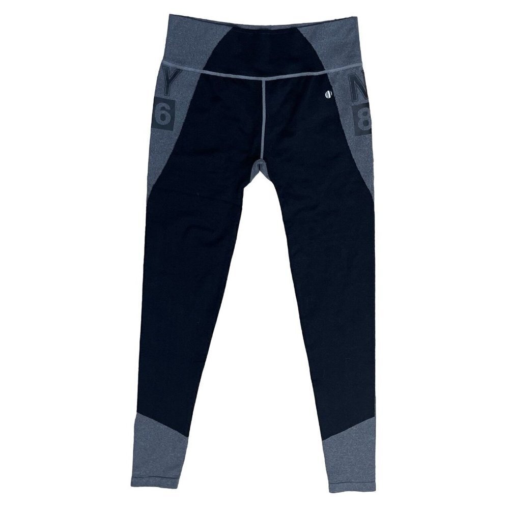 LA Winner NY 86 Athletic Leggings Workout High-Rise Black Grey One Size